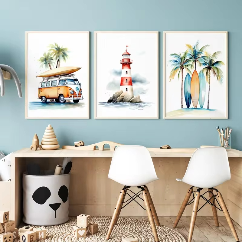 Baby Nursery Mirror - Surf Ocean Themed Nursery Beach Lighthouse