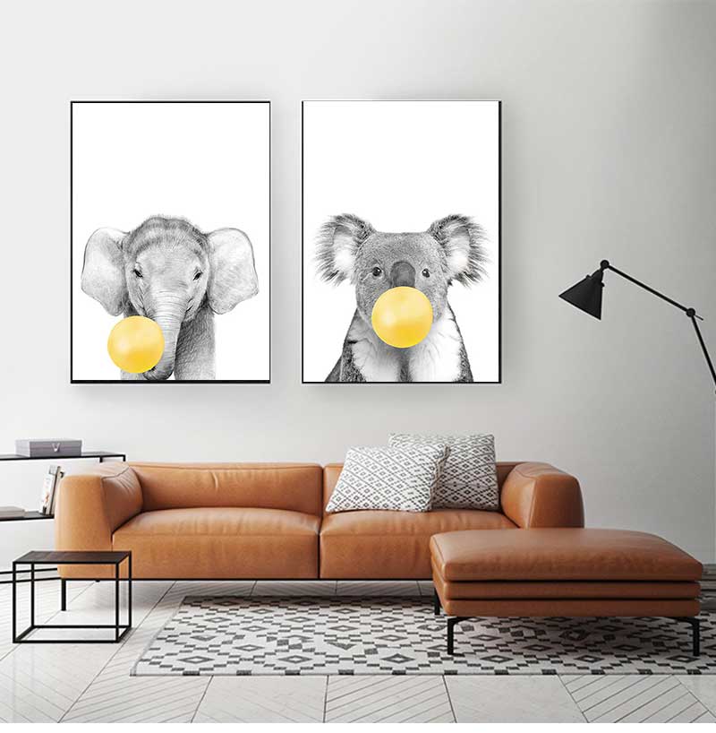 Baby Nursery Yellow Walls - Baby Nursery Yellow Balloons Animal Wall