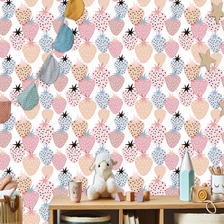 Baby Nursery Wallpaper Girl - 12+ Cute Nursery Strawberry Pattern Wallpaper