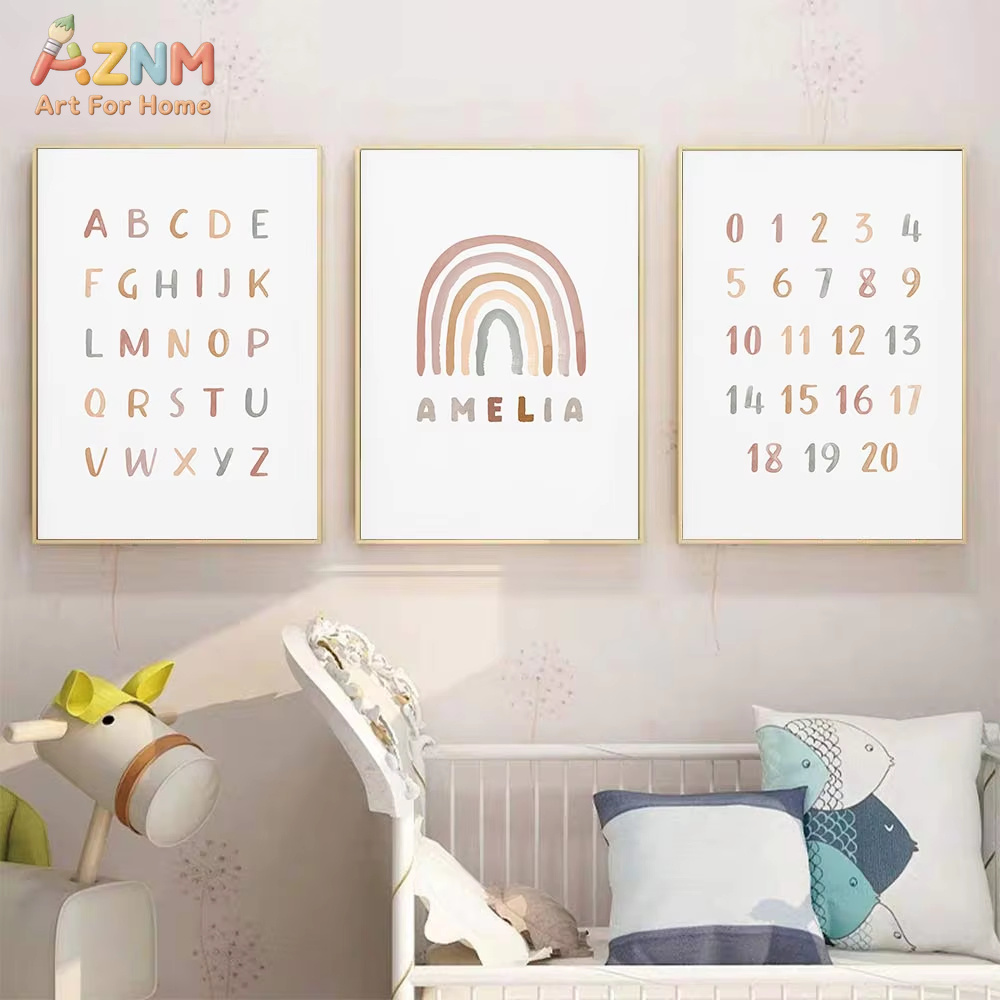 Baby Nursery Mirror - Poster Custom ABC 123 Rainbow Baby