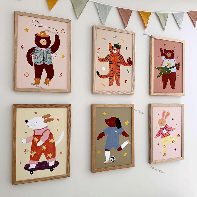 Animals Baby Nursery - Funny Cartoon Animal Nursery Wall Art