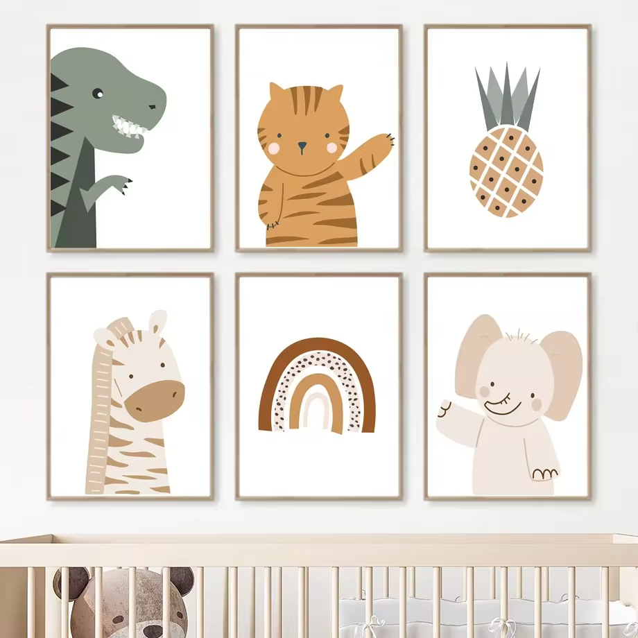 Baby Nursery Mirror - Rainbow Sun Lion Dinosaur Alphabet Boho