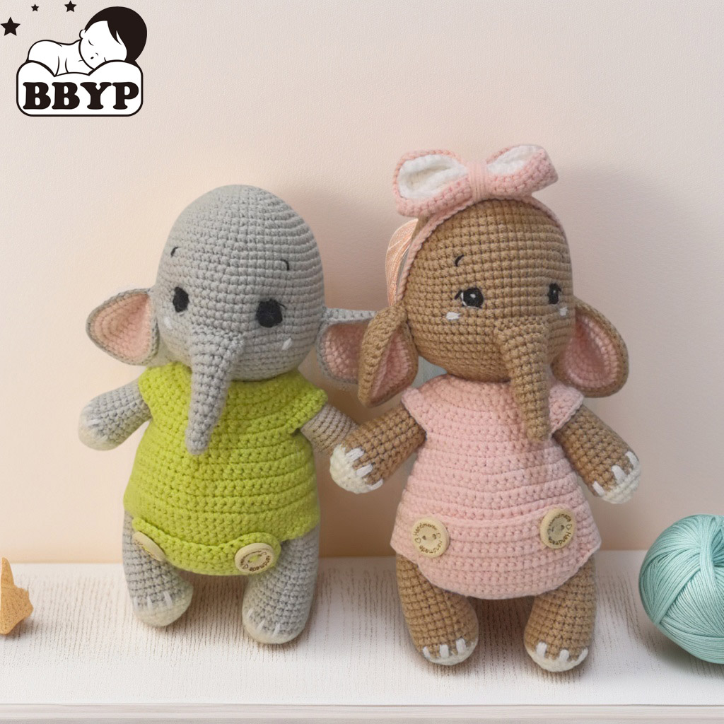 Baby Nursery Diy - Handmade Crochet Elephant Couple Plush Toys