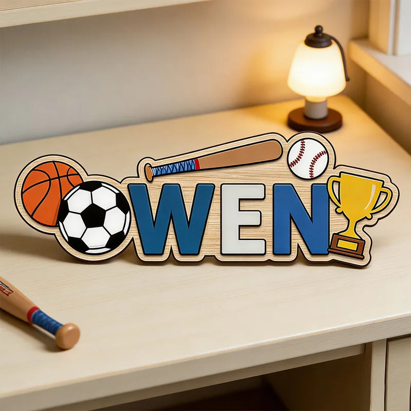 Baby Nursery Themes Boy - Sports Ball Trophy Themed Custom Name