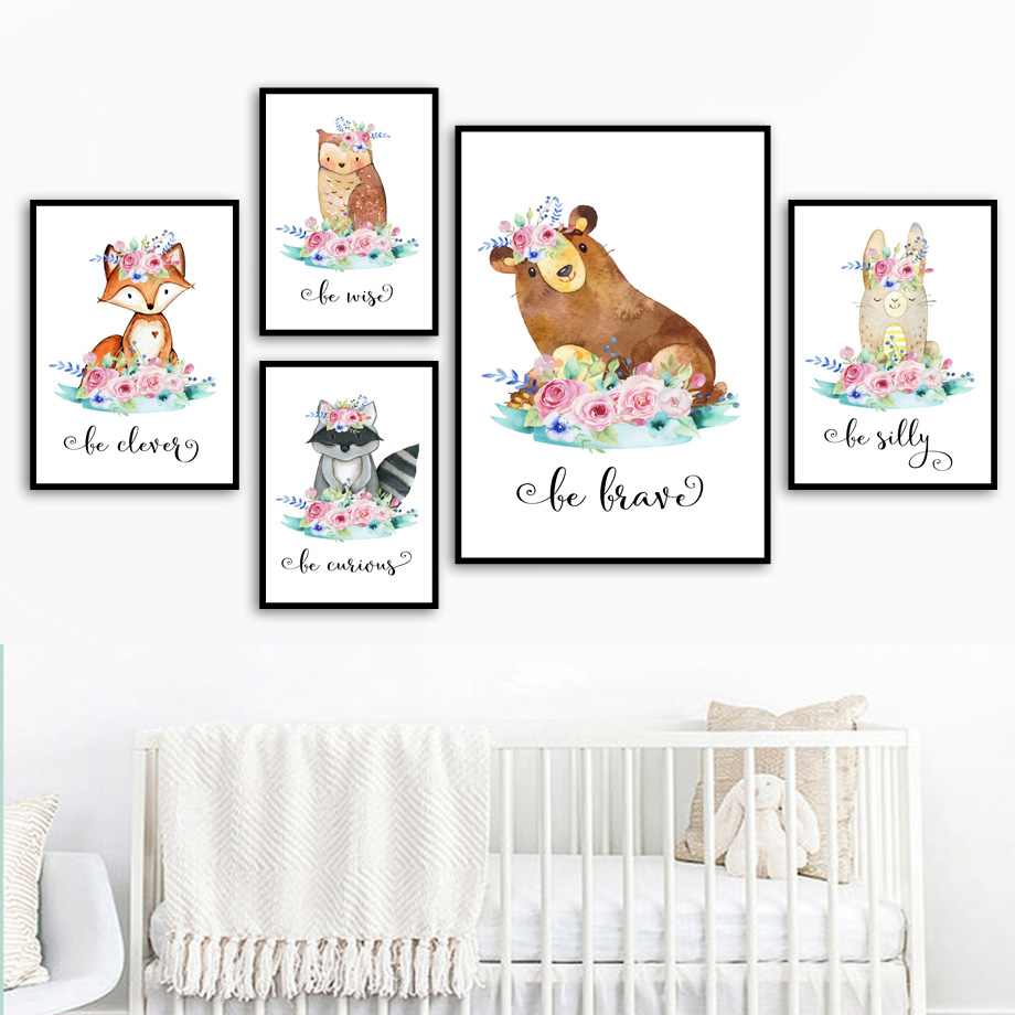 Baby Nursery Mirror - Cartoon Fox Deer Rabbit Baby Animals