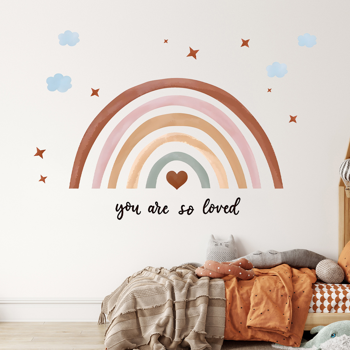 Baby Nursery Wallpaper Girl - Boho Rainbow Wall Sticker Peel and