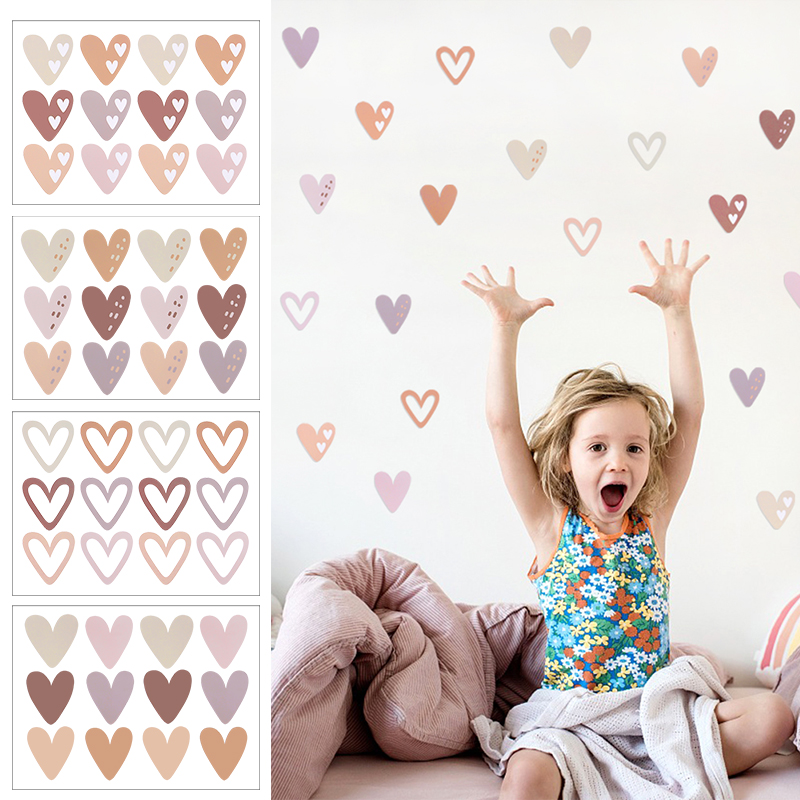 Baby Nursery Wallpaper Girl - 2pcs Lovely Hearts Ins Wall Sticker