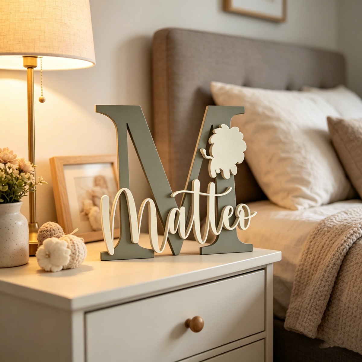 Baby Nursery Diy - 1Pc Custom Lion Name & Initial