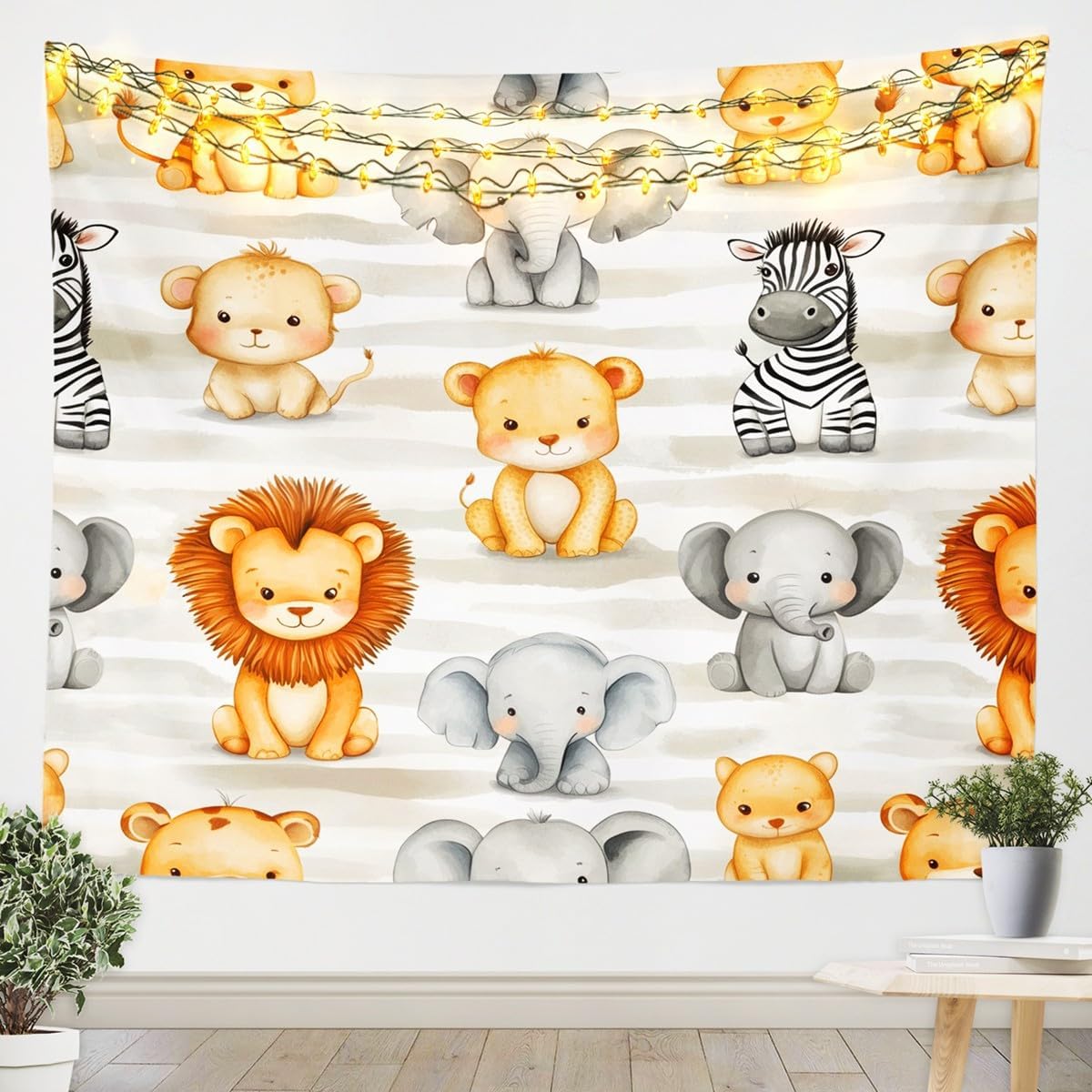 Baby Zoo Nursery - Cute Safari Jungle Animals Tapestry Wall