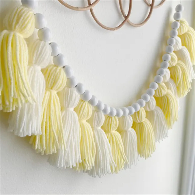 Baby Nursery Yellow Walls - Yellow Boho Tassel Garlands Wall Decor