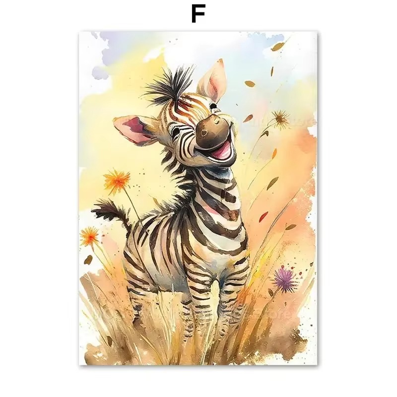 Animals Baby Nursery - Watercolor Lion Giraffe Tiger Elephant Zebra