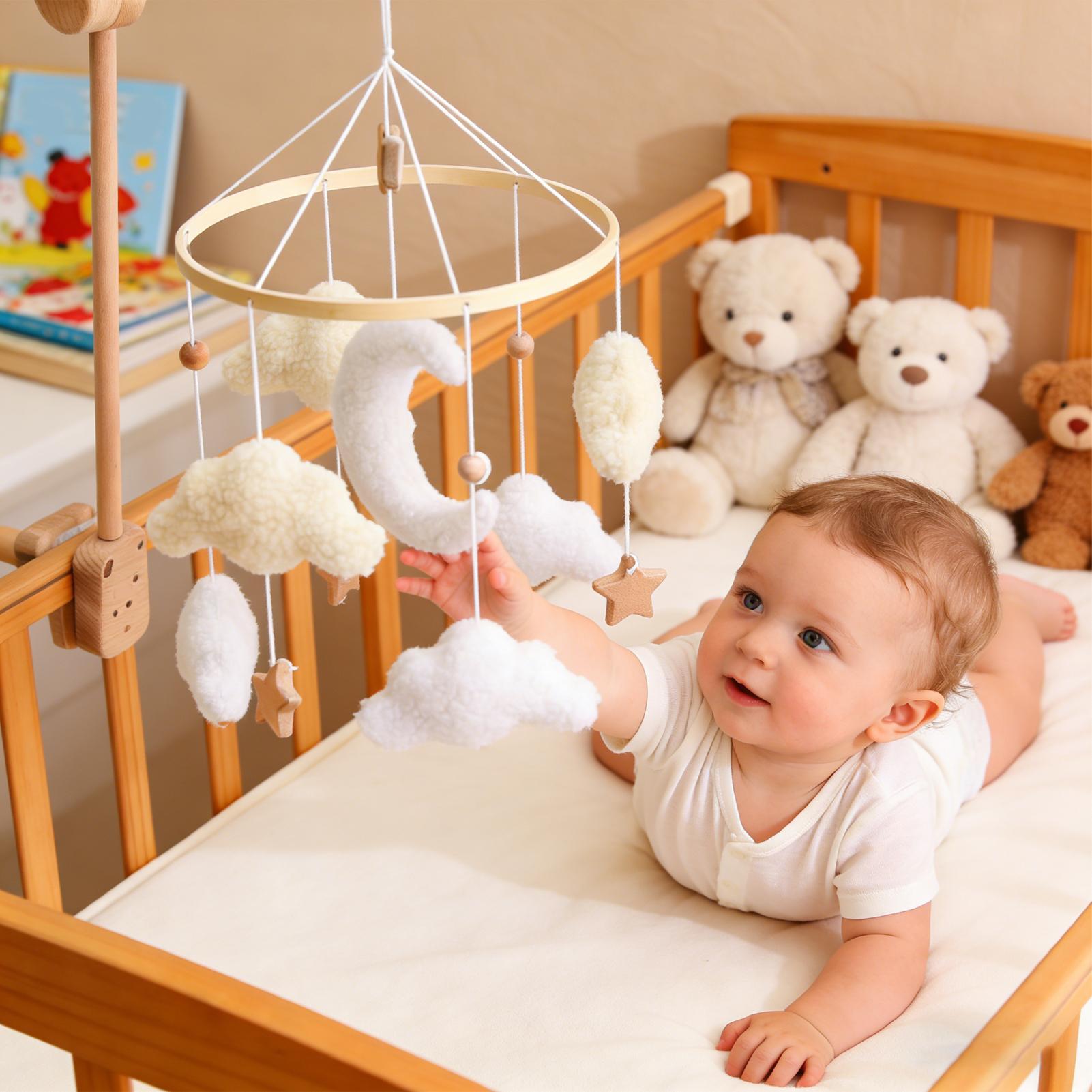 Baby Nursery Equipment - Wooden Crib Mobile Baby Bed Bell