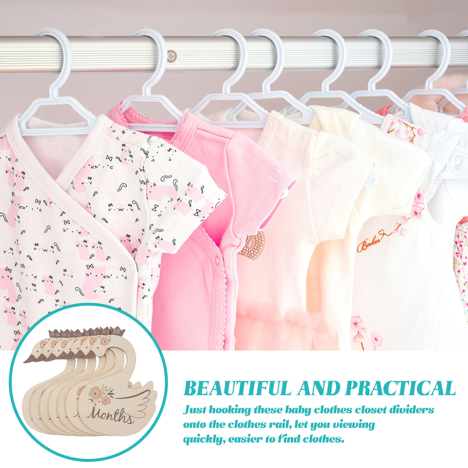 7Pcs Swan Baby Clothes Size Di - Closet Organizer Baby review and price