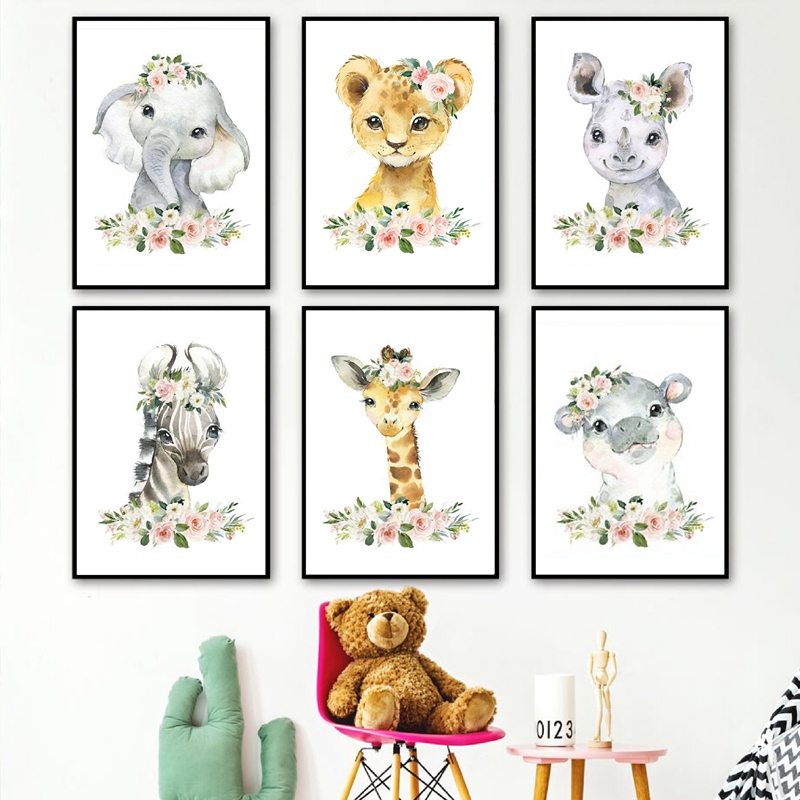 Floral Jungle Animals Canvas P - Animals Baby Nursery review and price