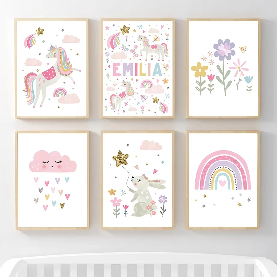 Pink Unicorn Rabbit Rainbow Cl - Baby Nursery Mirror review and price
