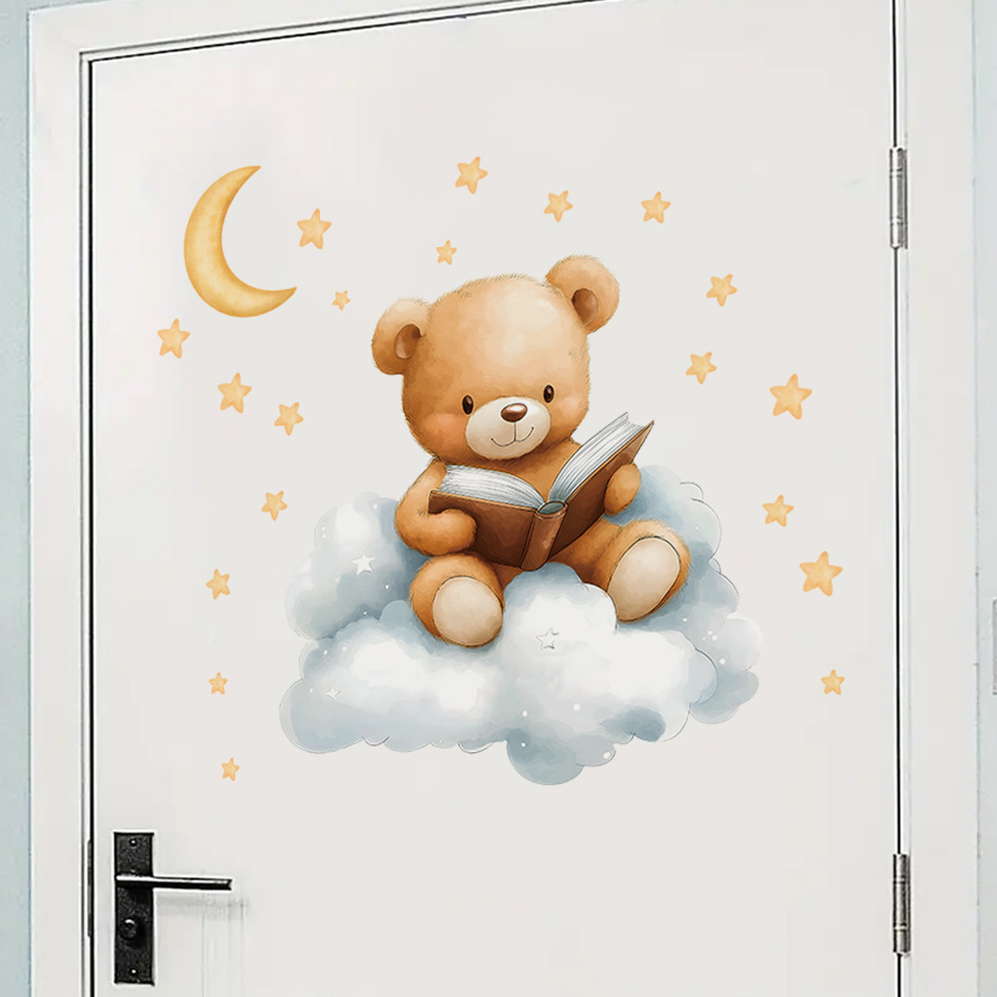 Cute Bear Moon Star Wall Stick - Baby Nursery Wallpaper Girl review and price