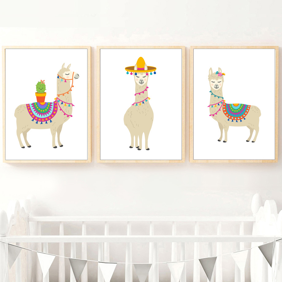 Cartoon Llama Cactus Nursery W - Baby Nursery Mirror review and price