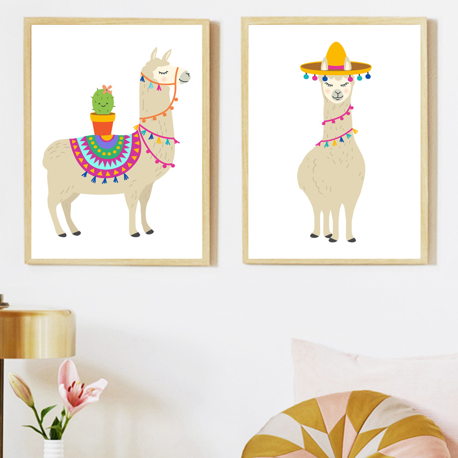 Cartoon Llama Cactus Nursery W - Baby Nursery Mirror review and price