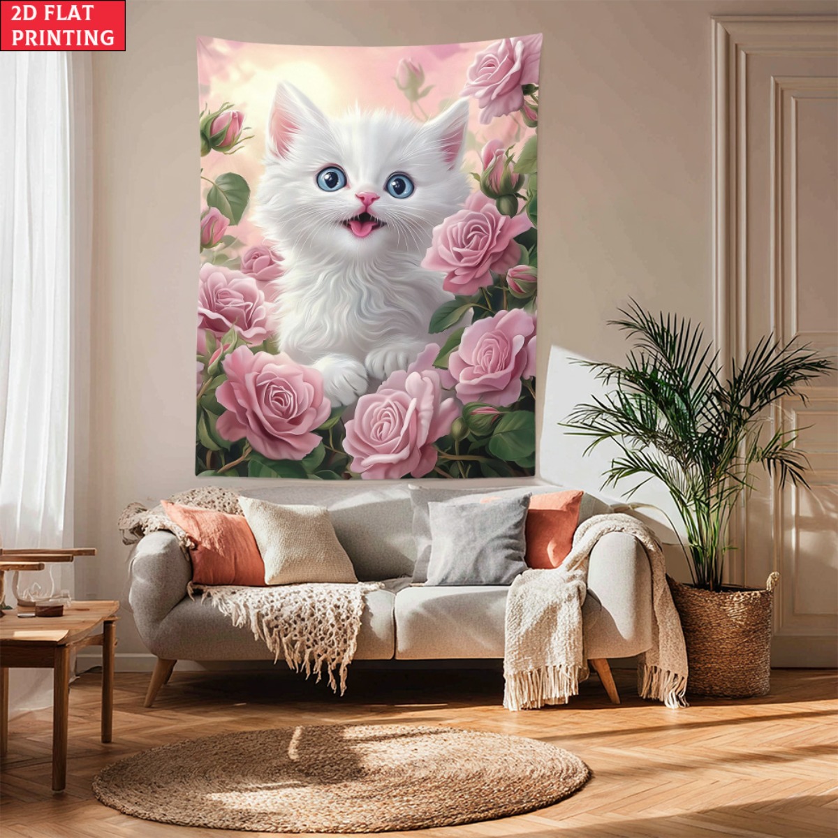 Cute white kitten rose garden  - Baby Nursery Colors review and price