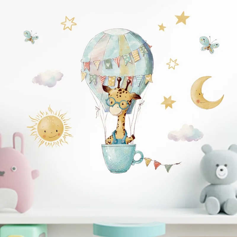 Cartoon Giraffe Wall Stickers  - Baby Nursery Wallpaper Girl review and price