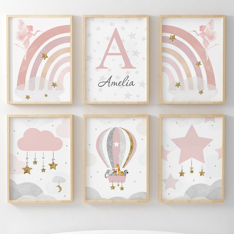 Pink Angel Girl Rainbow Wall A - Animals Baby Nursery review and price