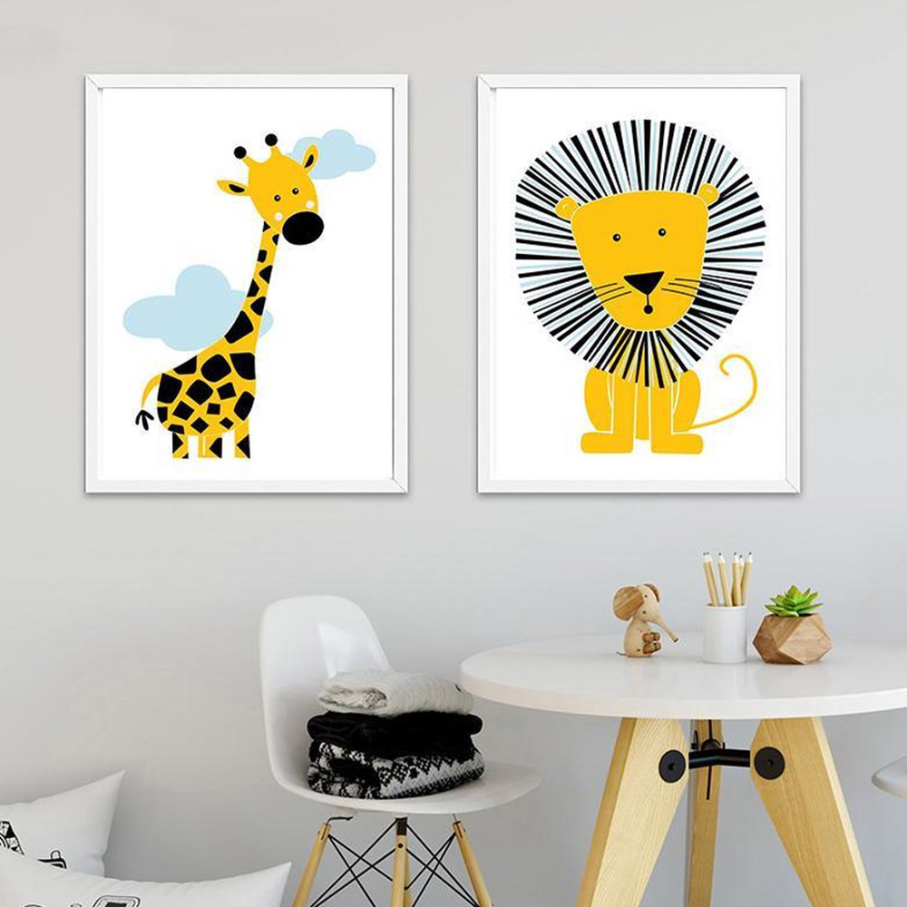 Cartoon Animal Posters Yellow  - Baby Nursery Yellow Walls review and price