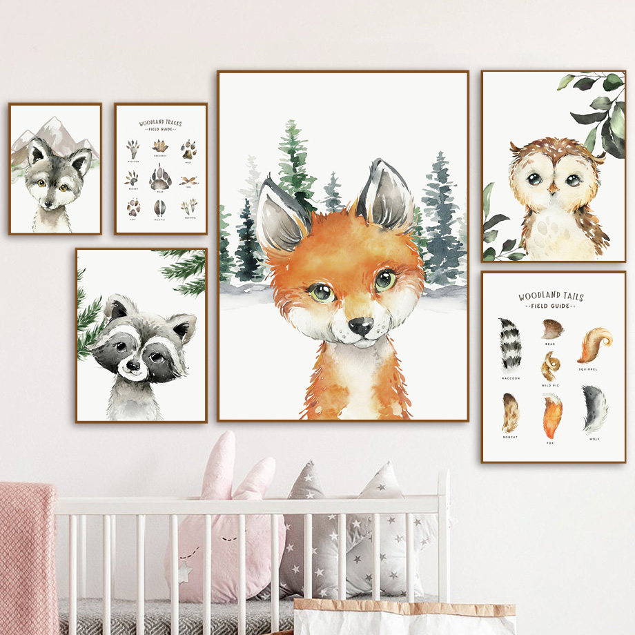 Fox Raccoon Owl Wolf Forest Nu - Animals Baby Nursery review and price
