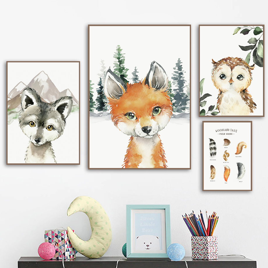 Fox Raccoon Owl Wolf Forest Nu - Animals Baby Nursery review and price