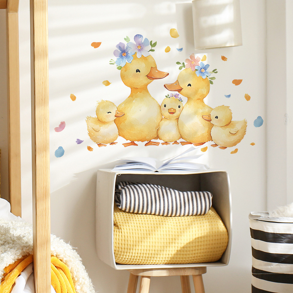 Cartoon Yellow Duck Family Wal - Baby Nursery Yellow Walls review and price