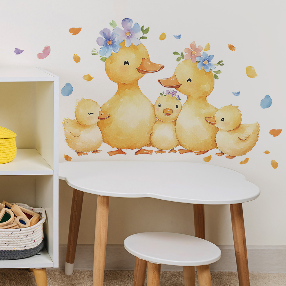 Cartoon Yellow Duck Family Wal - Baby Nursery Yellow Walls review and price