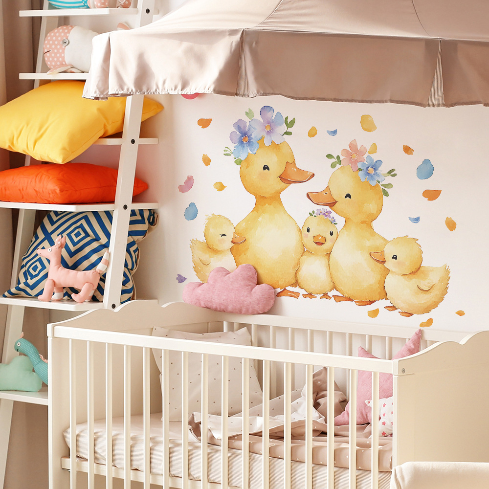 Cartoon Yellow Duck Family Wal - Baby Nursery Yellow Walls review and price