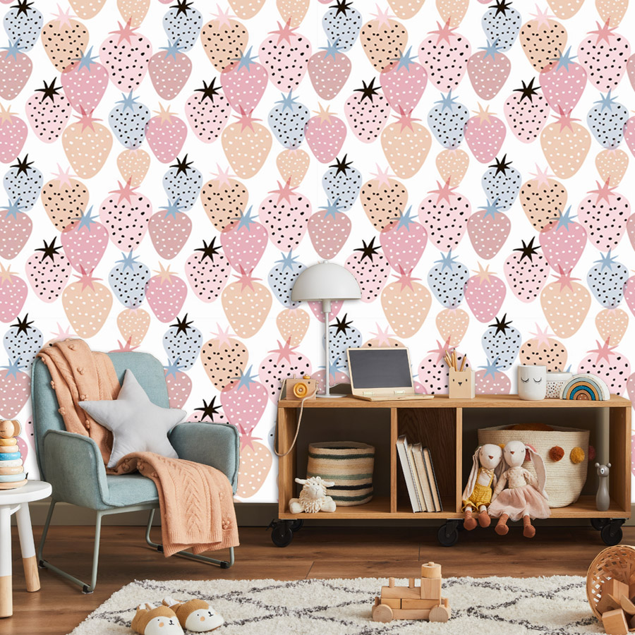12+ Cute Nursery Strawberry Pa - Baby Nursery Wallpaper Girl review and price