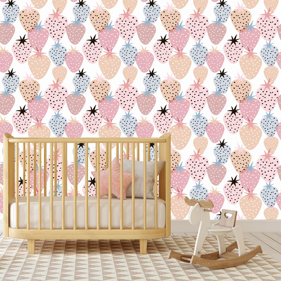 12+ Cute Nursery Strawberry Pa - Baby Nursery Wallpaper Girl review and price