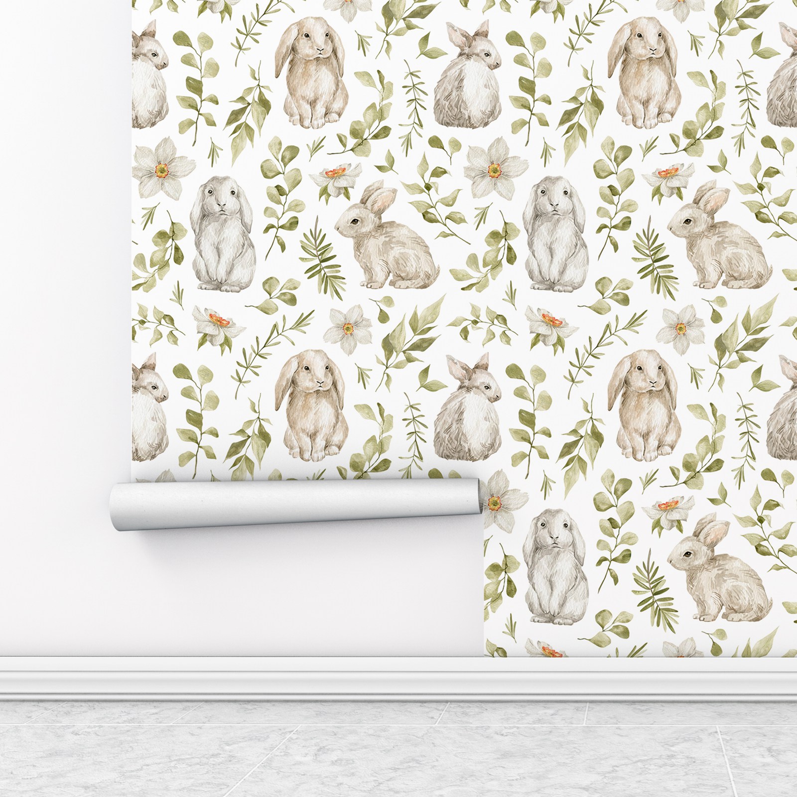 Bunny Wallpaper Kids Room Wall - Baby Nursery Wallpaper Girl review and price