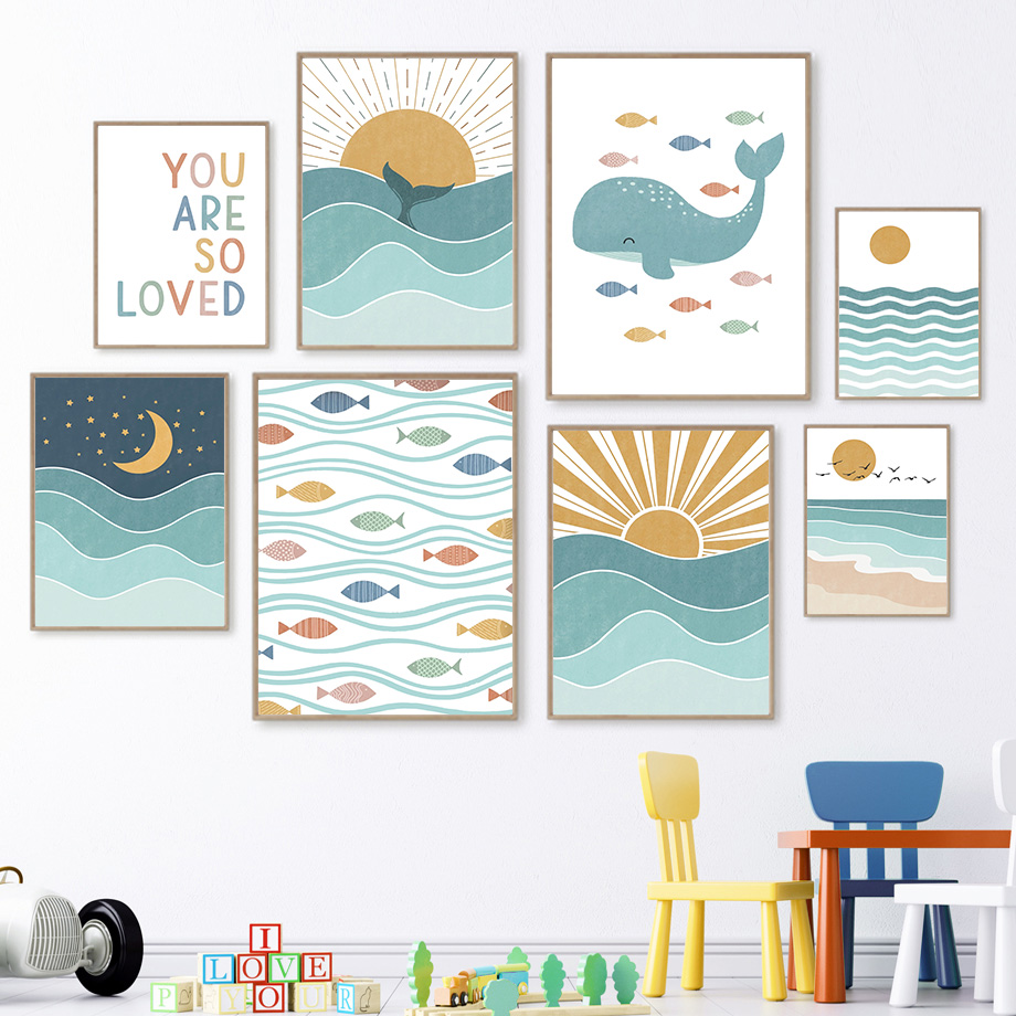 (2D canvas painting)  Fish Wha - Baby Nursery Quotes Wall Art review and price