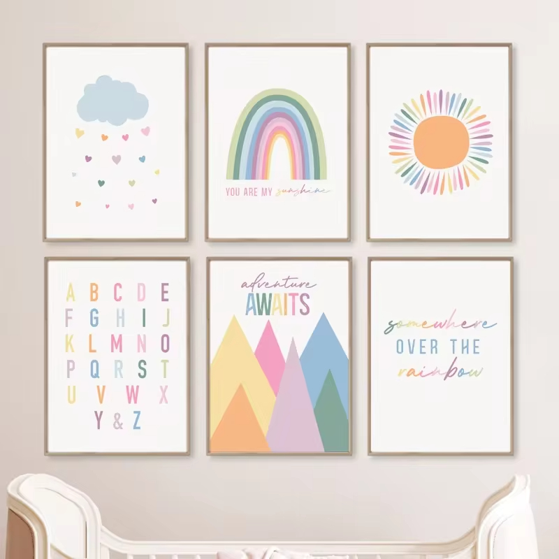 Boho ABC Rainbow Sun Clouds Ad - Baby Nursery Mirror review and price
