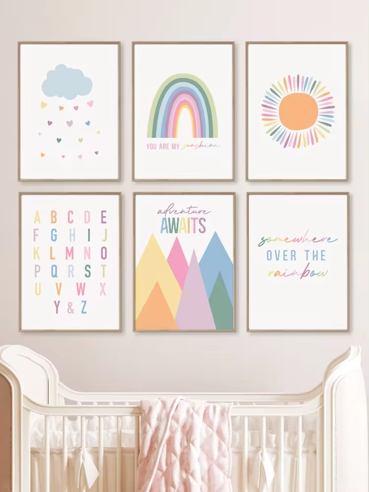 Boho ABC Rainbow Sun Clouds Ad - Baby Nursery Mirror review and price