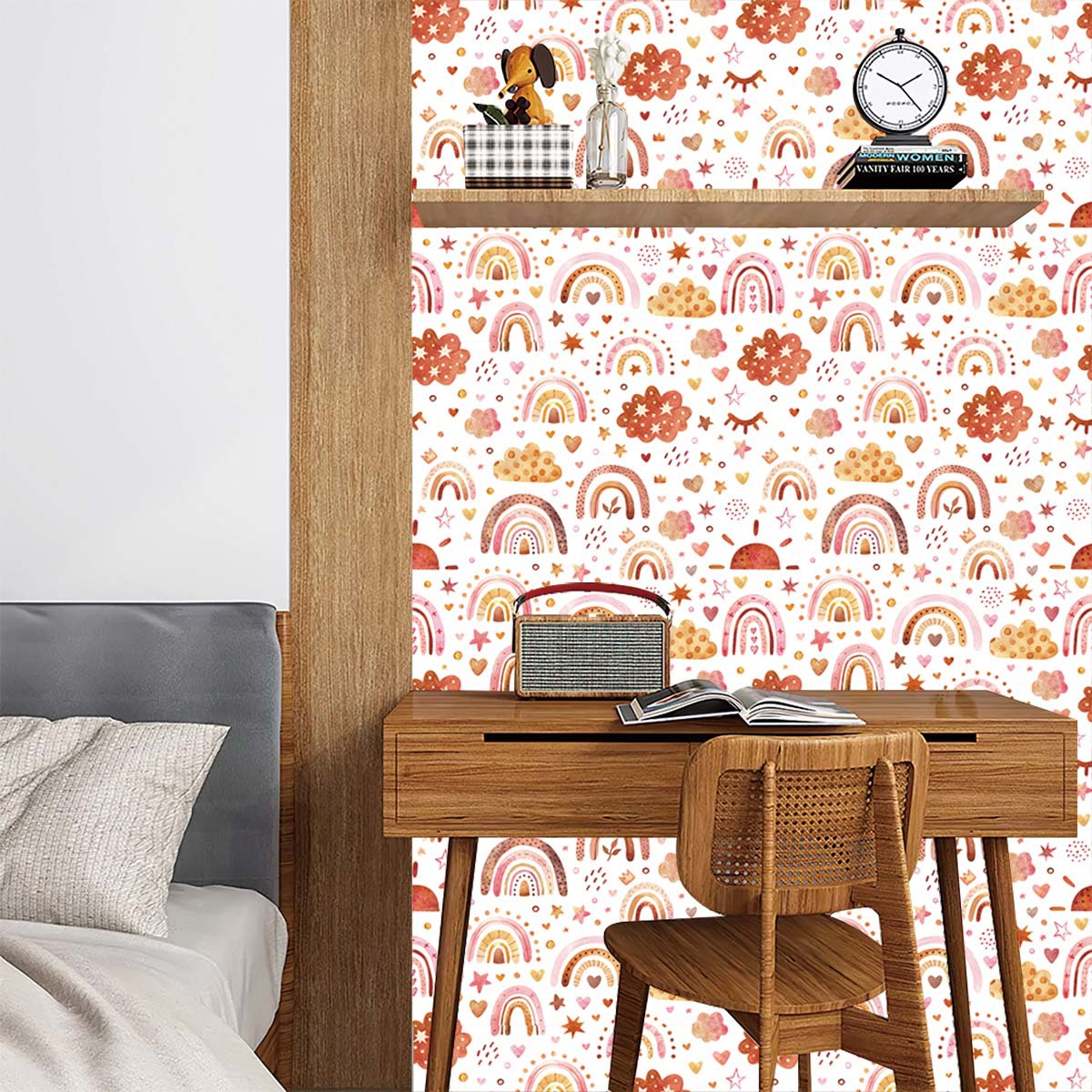 Rainbow Wallpaper Peel and Sti - Baby Nursery Wallpaper Girl review and price