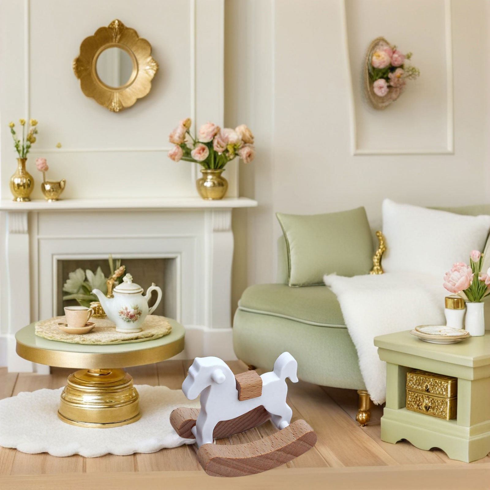 3Pcs Mini Wooden Rocking Horse - Baby Nursery Colors review and price