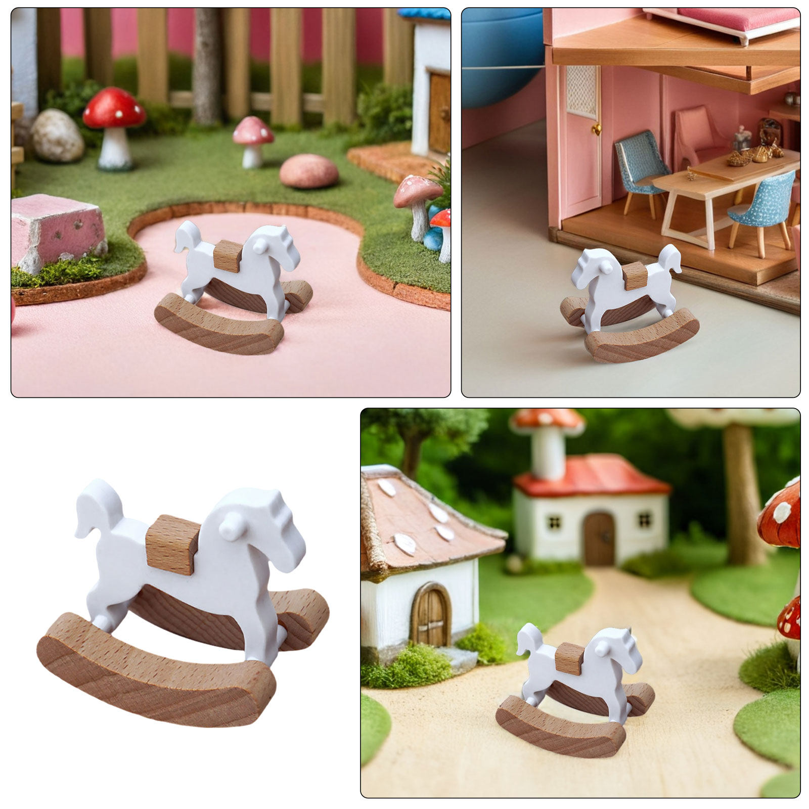 3Pcs Mini Wooden Rocking Horse - Baby Nursery Colors review and price