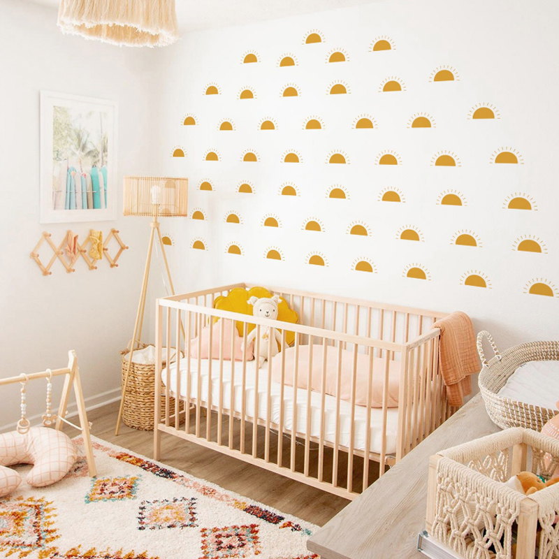 Boho Yellow Orange Half Sun Wa - Baby Nursery Yellow Walls review and price