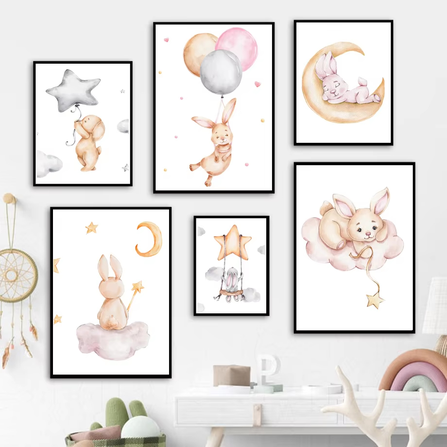 Cute Watercolor Rabbit Moon St - Baby Nursery Mirror review and price