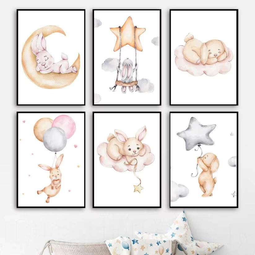 Cute Watercolor Rabbit Moon St - Baby Nursery Mirror review and price