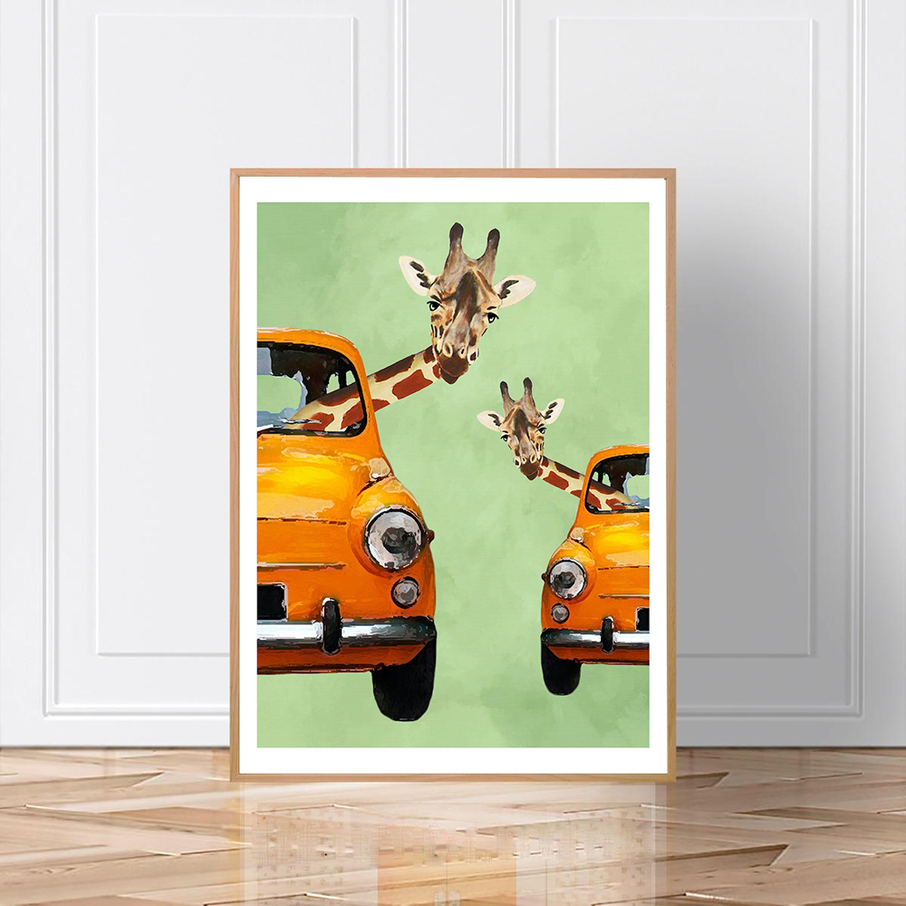 Giraffes In Yellow Cars Cartoo - Baby Nursery Yellow Walls review and price