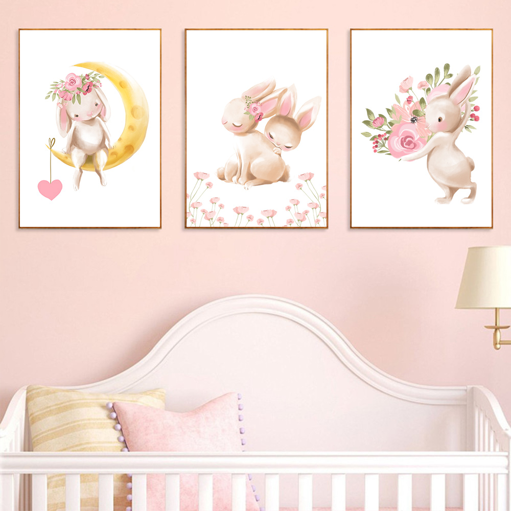 Rabbit animal print, pink flow - Baby Nursery Mirror review and price