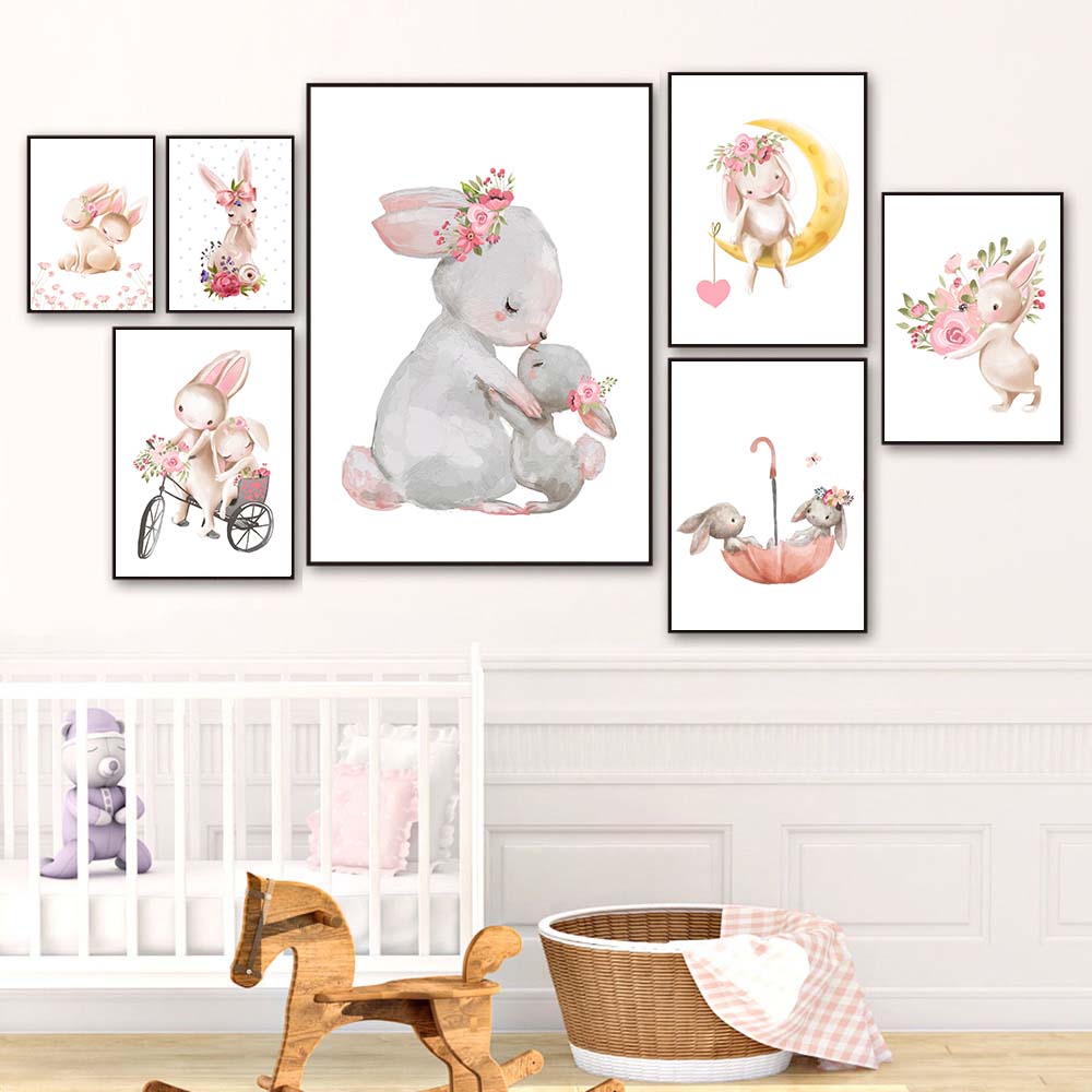 Rabbit animal print, pink flow - Baby Nursery Mirror review and price