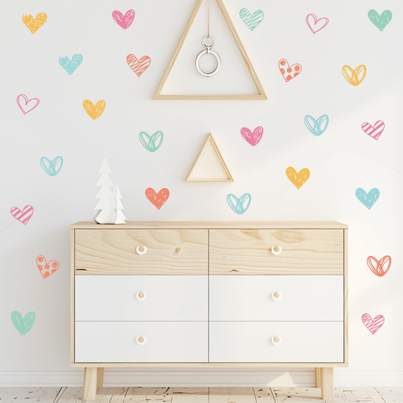 New Colorful Heart Wall Sticke - Baby Nursery Wallpaper Girl review and price