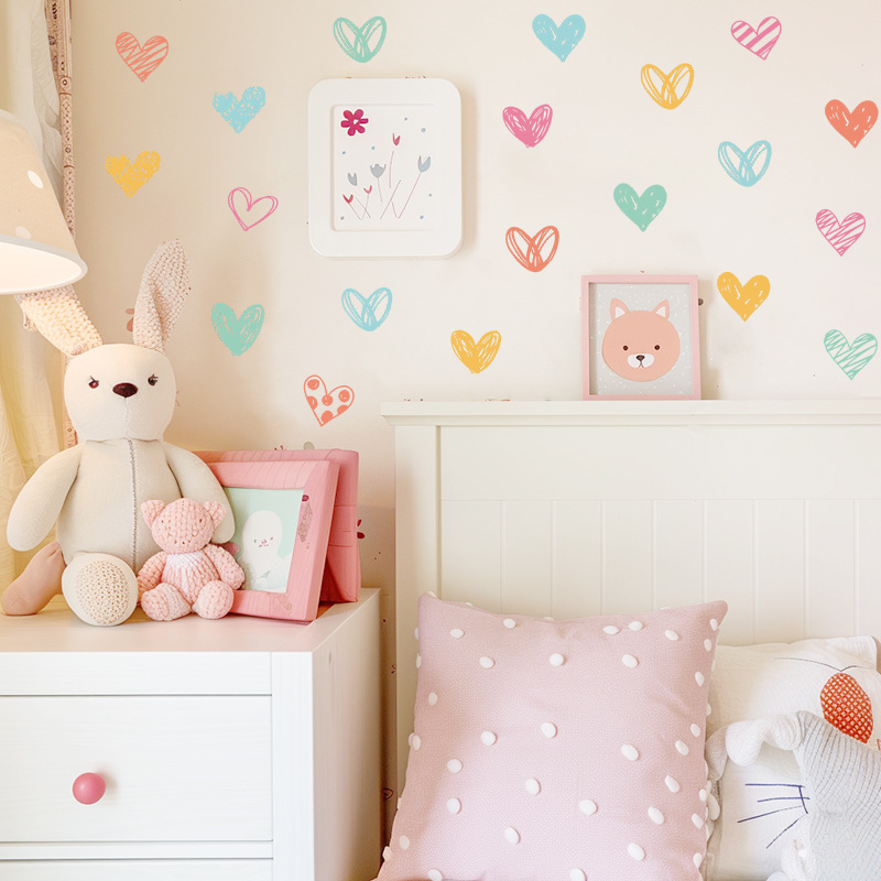 New Colorful Heart Wall Sticke - Baby Nursery Wallpaper Girl review and price