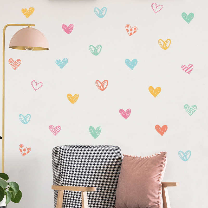 New Colorful Heart Wall Sticke - Baby Nursery Wallpaper Girl review and price
