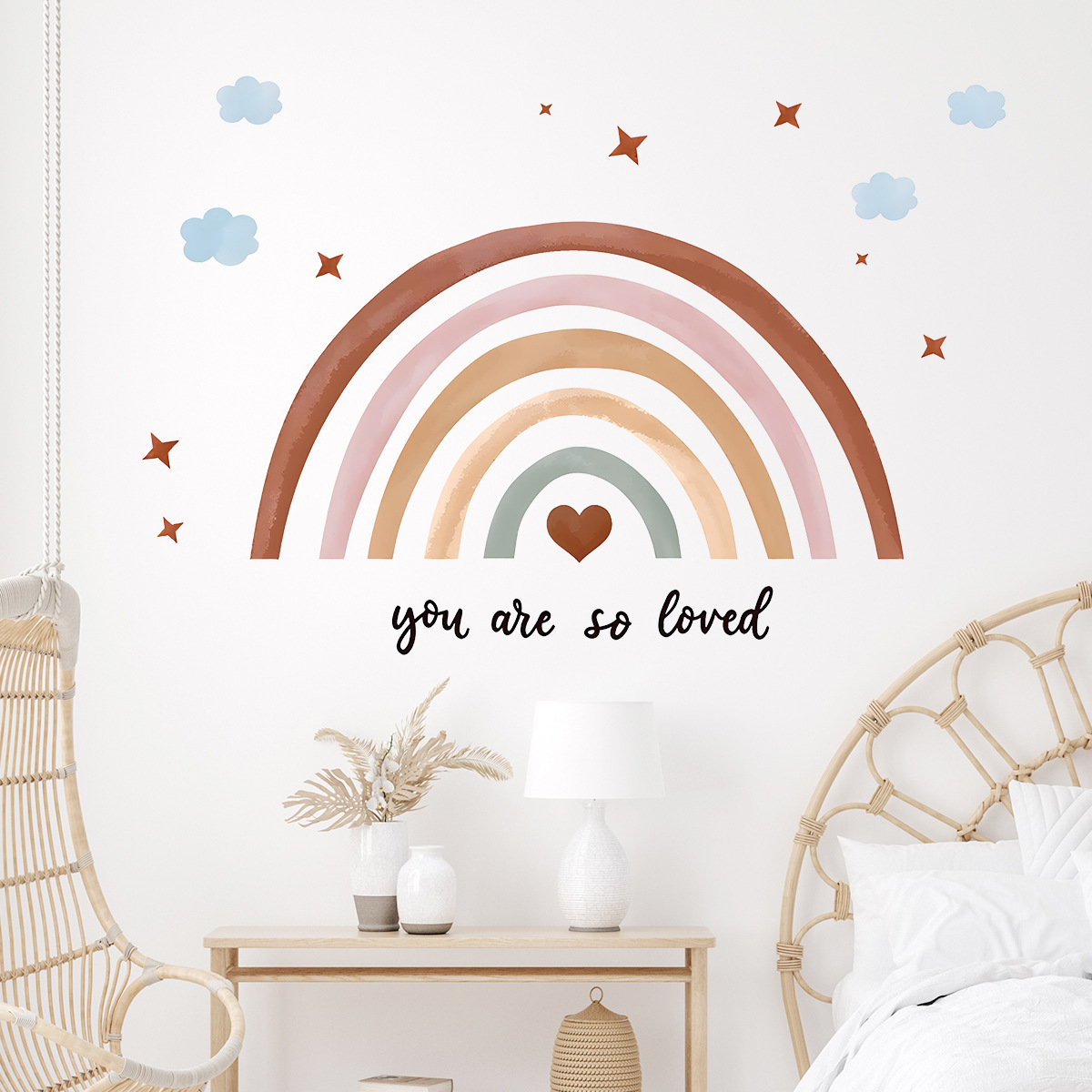 Boho Rainbow Wall Sticker Peel - Baby Nursery Wallpaper Girl review and price